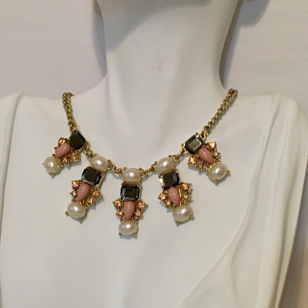 Crystal and Pearl Statement Necklace